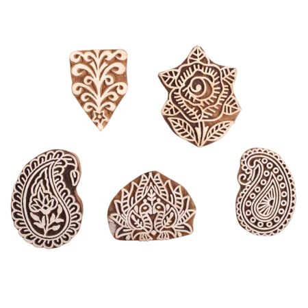 Set of 5 Piece New Mix Wooden Printing Block